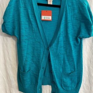 Crop aqua sweater.  Shrug